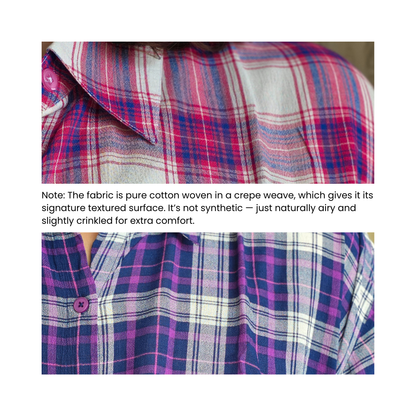 Cotton Crepe Plaid Shirt