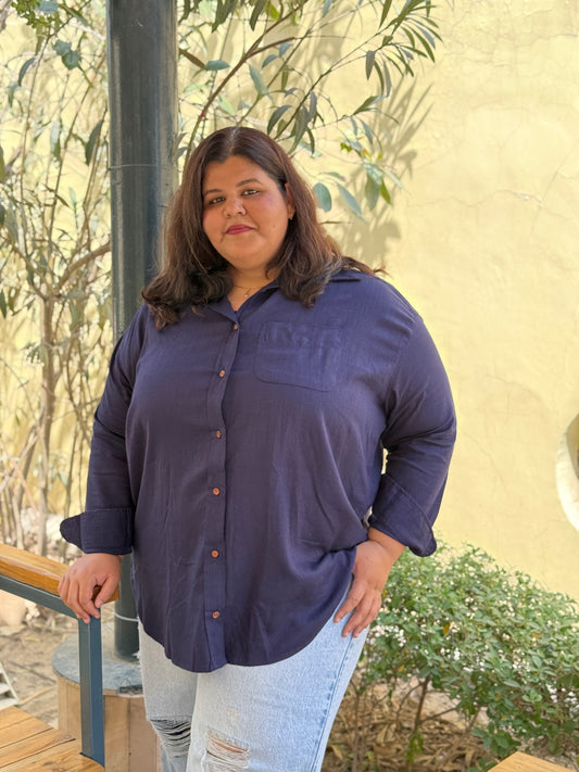 Linen Cotton Shirt for plus size women (2XL - 9XL). Perfect for everyday wear including office / work wear. Bust size 52 inches to 66 inches. Available in 5 solid colours.