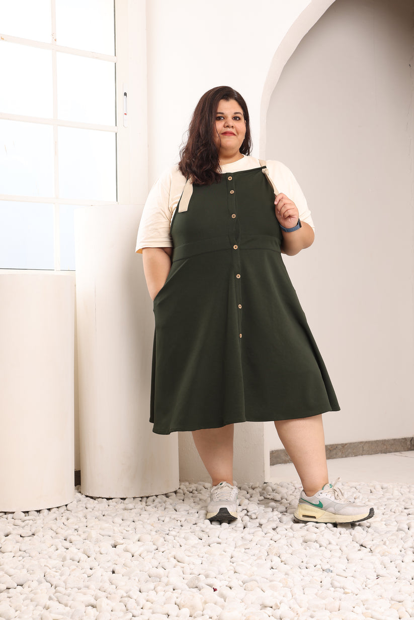 Unisex Lycra Olive Overdyed Dungaree